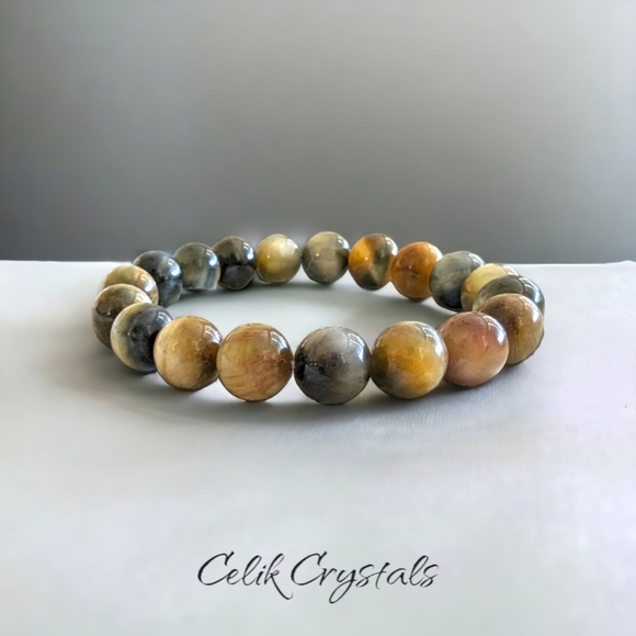 Tiger Eye Healing Bracelet Natural Stones for Men or Women 10mm - Picture 2 of 3